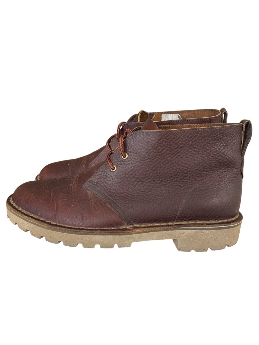 Clarks Overdale Mid Brown Leather Chukka Boots Mens 9 Ortholite Lug Sole